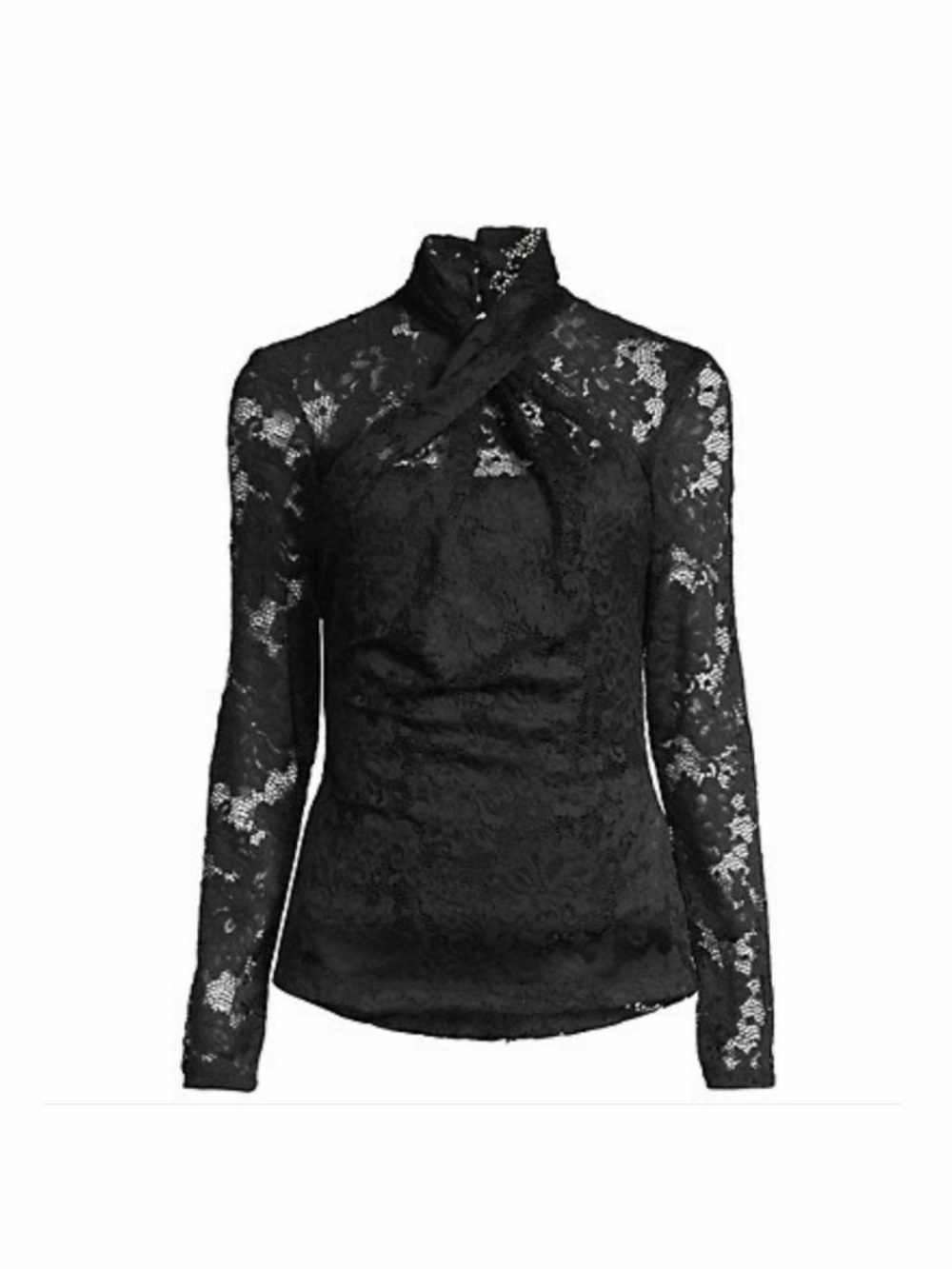 Elie Tahari Black Long Sleeve Lace Top - Size Medium